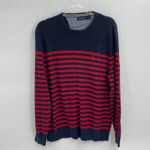 NAUTICA Sweater Crew Neck Long Sleeve Striped Pullover Knit Stretch Men's XL